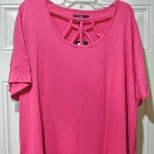 Women's 2x cage front pink shirt
